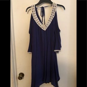 Blue cold shoulder tunic